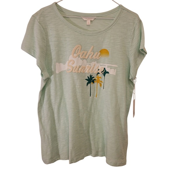 LC Lauren Conrad Tops - NWT LC Lauren Conrad Oahu Sunrise Graphic Tee Shirt Women's Sz Large Mint Green